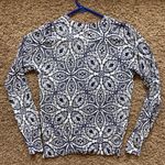 Jigsaw White Allover Navy Blue Floral Geometric Button Front Cardigan Sweater Photo 9