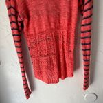 BKE  Women's Size M Coral Pink & Blue Striped Open Knit Pullover‎ Sweater 2010s Photo 8