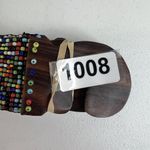 Vintage Beaded Wide Stretch Belt Carved Wood Buckle Boho Y2K Whimsy Hippie Photo 8