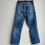 Madewell Cali Demi Boot Jeans Light Solid Wash Raw Flare Hem Size 23 Photo 3