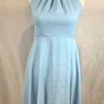 Ice blue flowy pleated chiffon halter dress size small Photo 0