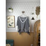 We The Free  People Main Squeeze Cropped Navy Stripped Sweatshirt - Size - Medium Photo 1