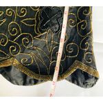 Vintage Denise Elle Beaded Silk Top Black Gold V Neck Crewneck Blouse Sz PS Photo 7