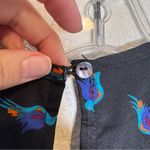 Ranna Gill Blue Bird Print Cap Sleeve Blouse Womens S Crochet Top Shirt Anthro Photo 2