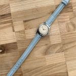 Timex Ladies Watch Vintage Mechanical Winding New Blue Strap White Round Dial Photo 3