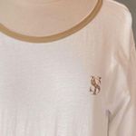 White Cotton Gold Sailboat Long Sleeve Beachy Shirt Size M Photo 5