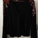 American Eagle Outfitters AEO Soft & Sexy Women's Black Embroidered Top M Boho Size M Photo 0