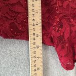 Perceptions Vintage  Tiered Dress Womens Large Red Lace Sequined Festive Holiday Photo 11