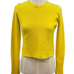 Intermix  Cashmere Sweater Cropped Raw Hem Neon Yellow Size XS Photo 0