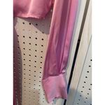 ASTR The Label Pink Satin Long Sleeve Cropped Tie Collared Shirt Size S Wrap Photo 6