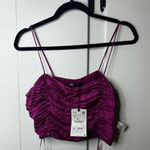 ZARA NWT  Pink Cropped Ruched Tank Size Small Photo 2