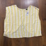 Torrid Linen Blend Yellow Striped Cross Back Crop Top 1X NWT Photo 1