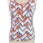 White Boho Chevron Floral Print Racerback Tank Top Size XL Photo 0