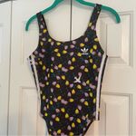 Adidas  Tulip Floral Bodysuit Sz Small Black Logo One Piece Photo 5