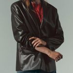 ZARA Faux Leather Straight Fit Blazer Photo 2