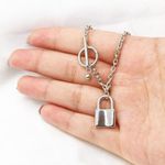 Silver Padlock Toggle Necklace Photo 4