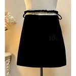 ZARA Black velvet mini Aline skort with bow tie details and heart patch Photo 4