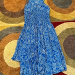 Abercrombie & Fitch Blue White Floral Asymmetrical High Neck Dress Sundress S Photo 2