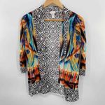 Chico's  Artsy Boho Cardigan Womens 0 XS‎ Multicolor Rayon Open Front Lightweight Photo 2