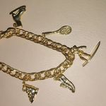 Charm Bracelet Vintage Gold Plated Sports Surfboard Tennis Racket Ice Skate Ski Photo 3
