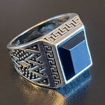 Black resin S925 antique silver ring size 9.5 Photo 1