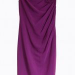 Adrianna Papell Purple Cocktail Dress – Size 10 – Rosette Neckline, Ruched Waist Photo 0