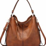 Realer Faux Brown Leather with Tassel Hobo Bags Photo 0