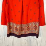 Maeve  Anthropologie Rila Bordered 3/4-Sleeve Top in Red Motif, Size 10 Photo 8