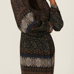 Vanessa Bruno Dress‎ Womens 38 Medium Santana Black Multicolored Printed Silk Photo 0