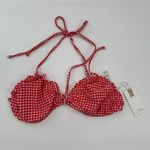 Good American  Lattice Edge Bikini Top In Grenadine Gingham Size XL NWT Photo 1