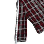St. John  COLLECTION Plaid Knit Jacket 12Red Black White Zig Zag Trim Faux Pocket Photo 9