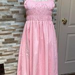 Nanette Lepore gypsy rose pink pleated smocked Sleeveless Midi Milkmade Dress 12 Photo 2