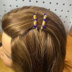 Yellow with Stripes and Blue Beaded Bobby Pins Photo 1