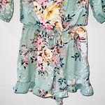 Xhilaration Green Floral Print Cold Shoulder Romper Photo 3