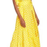 Lisa Marie Hernandez Linen Blend Polka Dot Ruffle Dress Yellow Size XS NWT Photo 0