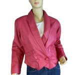 PELLE CUIR VINTAGE 1990'S PINK LEATHER FRONT BUTTON JACKET (M) Size M Photo 0