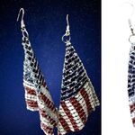 Handmade New American Flag Earrings Drop Dangle Stars Stripes Patriotic July 4 Ve… Photo 8