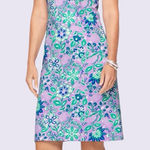 Talbots Floral Effortless Jersey Body Slimming Shift Dress Purple Green Size XS Photo 0