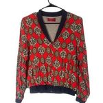 Tigerlily Red Floral Paisley Long Sleeve Full Zip Lightweight Jacket Women Sz 6 Photo 0