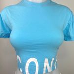 Iconic Blue Cotton Crew Neck Short Sleeve Spell Out Logo Cropped Top Tee Size M Size M Photo 2