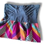 Roxy Womens Strapless Dress Multicolor Chevron Gray Bodice M Teal Orange Black Photo 4