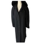 VINTAGE JULIA KLEIN Hooded Wool Longline Pea Coat Black Size 12 Photo 3