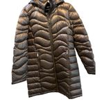 Andrew Marc Women's Long Down Puffer Jacket removable Hood Gold Tan Winter Coat Photo 3