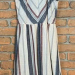 Blu Pepper  Dress Women's Size Small Striped Chevron‎ Halter Midi White Burgundy Photo 0