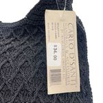 NWT Carlo D’Santi Black Woven Shoulder Bag w/ Coin Purse Crochet Look Tote NEW Photo 7