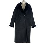 Ralph Lauren Lauren  Double Breasted Faux Shearling Coat Black Size XL Photo 4