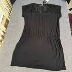 Calvin Klein Crochet Shoulder Tunic Black Cover Up Dress Photo 7