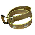 Liz Claiborne Vintage Statement Belt Gold Size Medium Faux Leather Retro Diamond Photo 10