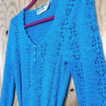 Vintage Marisa Christina Elegant Nubby Knit Blue Sweater Dress L Secretary Retro Size L Photo 2