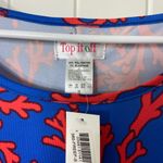 NEW Top It Off women’s blue‎ red coral patterned ribbon pocket tshirt mini dress Blue Photo 3